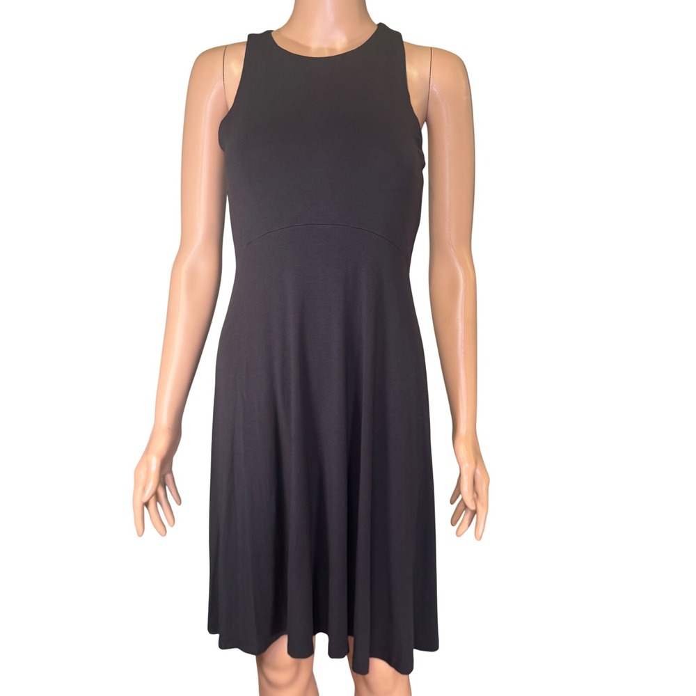 Athleta Santorini Thera Dress Black Modal Blend Sleeveless Empire Waist SP